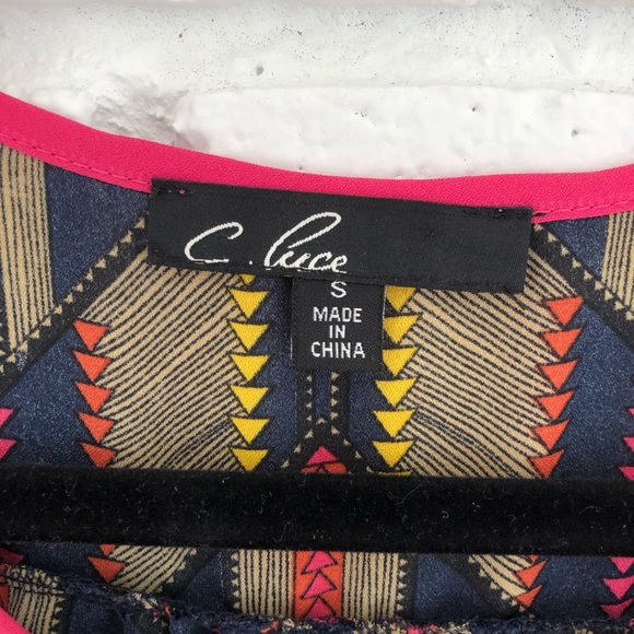 Pink and Navy Print Tank Top - Picture 4 of 4